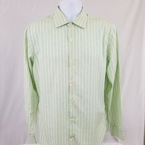 Banana Republic Striped Button Front Green Shirt